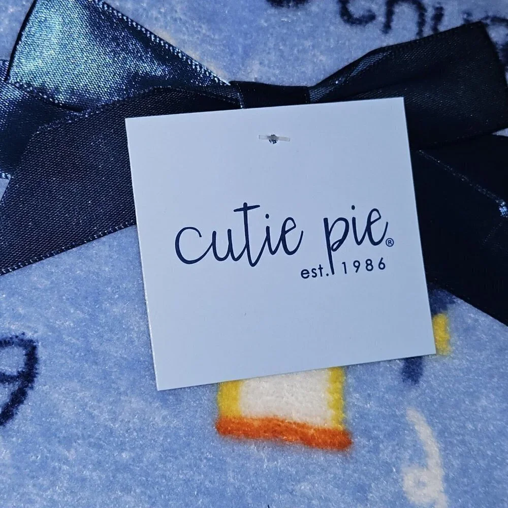 NEW Cutie Pie Blue Chug Chug Tractor Fleece Baby Blanket Lovey Farm Gift Boy